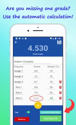 Grades Calculator android App screenshot 2